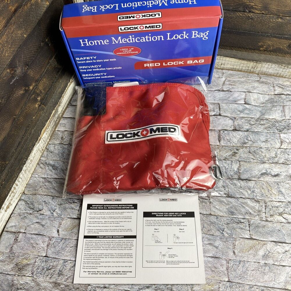 Lock Med Home Medication Lock Bag 10X6 Hold Up To 12 Bottles Safe Private Secure